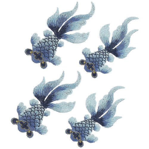Goldfish Patches Embroidered Clothes Patch for DIY Clothes Decor 4Pcs