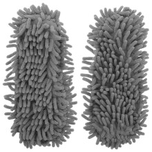 Pantoufles de nettoyage en chenille grise pour le nettoyage des sols, avec 2 semelles absorbantes douces.