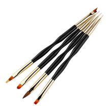 Set di 4 pennelli per unghie, pennelli per nail art neri a doppia estremità, strumenti per manicure