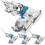 Silver Christmas Deer Hanging Decorations for Christmas Tree 4Pcs Set 1