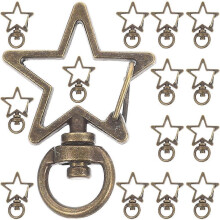 Star Keychain Zinc Alloy DIY Keychains for Decor Hanging Clip 15Pcs Pack