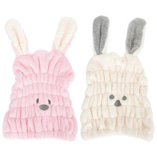 Absorbent Hair Towels Rabbit Pattern Hair Drying Hats 2Pcs for Home Use