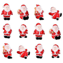 12PCS Christmas Miniature Figurines Santa Claus Resin Tabletop Decor Garden Props
