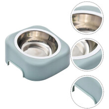 Pet Drinking Bowl Stainless Steel Bowl for Neck Protection 1Set Blue