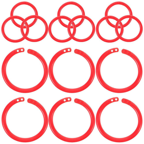 Plastic Red Binder Rings for DIY Loose Leaf Book Rings 100Pcs Set