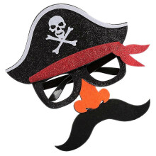 Black Pirate Eyeglass Mask for Halloween Cosplay Party Prop Felt Plastic