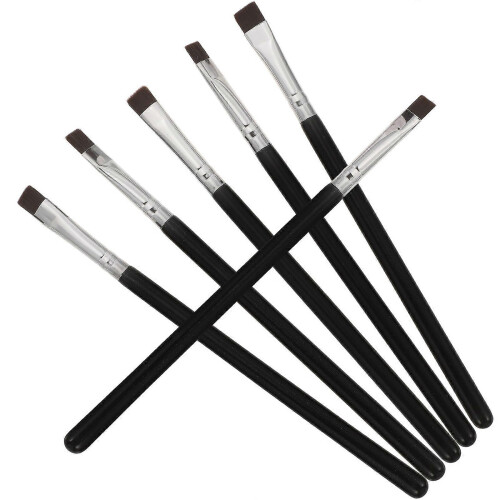 Eyebrow Brush Makeup Brushes for Eye Makeup 6Pcs Eyeliner Tools Black Wood Handle 2