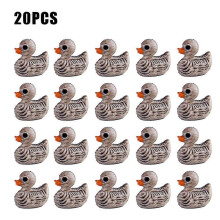 20-Pack Miniature Resin Skeleton Ducks Orange Beaks Eerie Halloween and Diy Craft Projects Gray