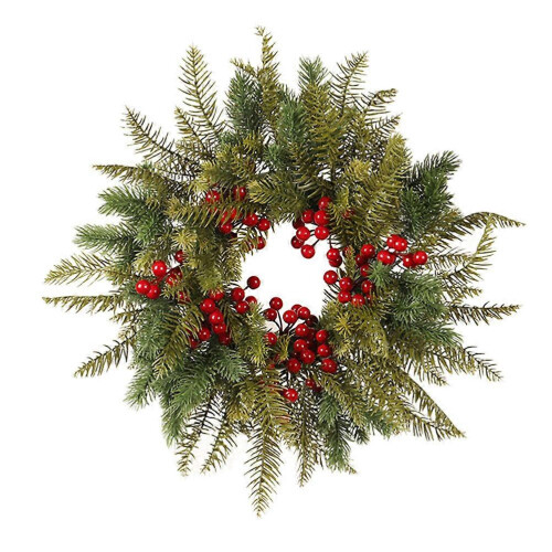 Couronne de fausses baies rouges (1 pièce) pour décoration de porte