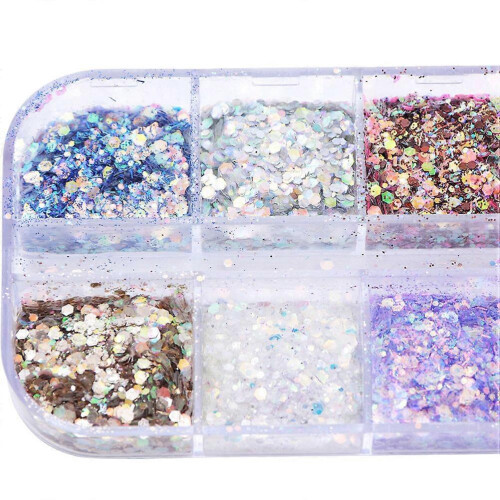 Candy Manicure Nail Sequin Stickers for Nail Art 12 Compartments 1