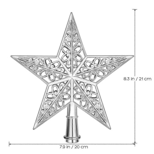 Christmas Tree Topper Glittering Star Silver for Holiday Decor 1