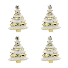 Paquete de 4 bolas de Navidad de 8x6 cm para árbol de Navidad, accesorios de regalo, árbol de Navidad de plástico pintado, edición dorada 2025,z