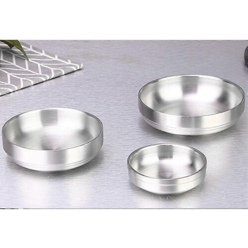 Seasoning Dish Stainless Steel Dish for Home Use 2Pcs Silver Appetizer Plate 2