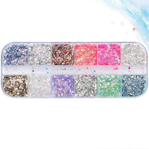 Candy Manicure Nail Sequin Stickers for Nail Art 12 Compartments 2