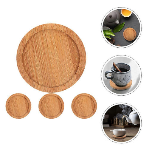 Bamboo Coaster Round Anti-Slip Coffee Coaster for Home Use 4Pcs 2