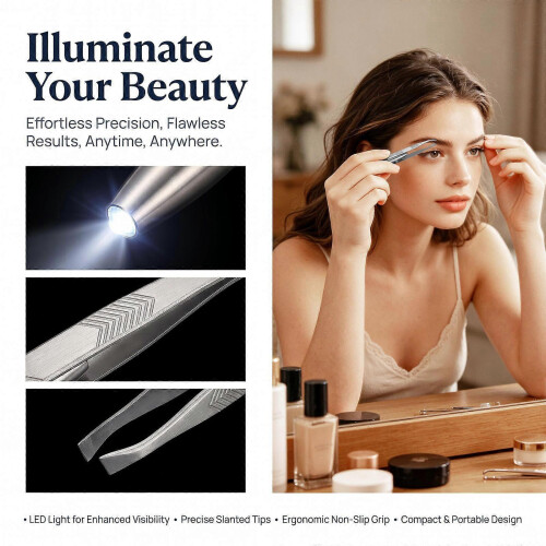 Tweezers with Light LED for Eyebrow Hair Removal Creative Tool 2