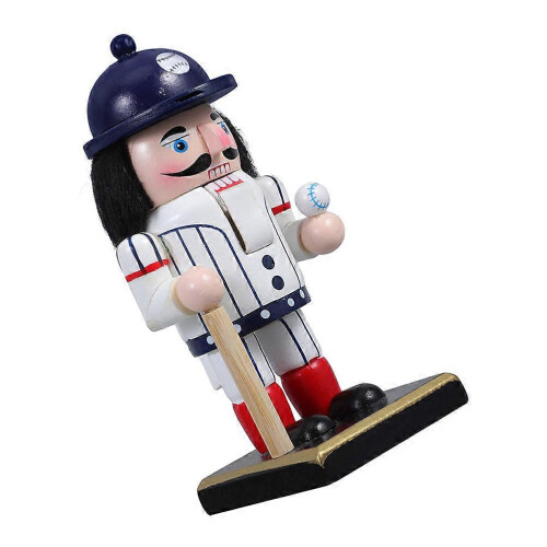 Wooden Nutcracker Baseball Player Ornament for Desktop Decoration 1