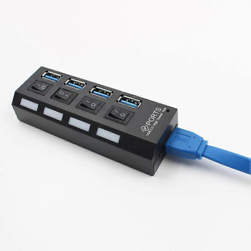 4 Port USB Hub USB 3.0 for Data Transfer with Individual and LED Indicators 1