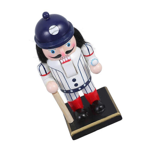 Wooden Nutcracker Baseball Player Ornament for Desktop Decoration 2