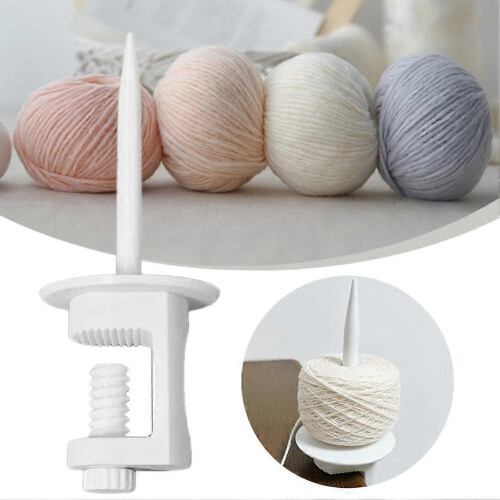 White Pla Yarn Holder Table Clip No-Drill Installation, Vertical Needle Tangle- Knitting and Crochet 1