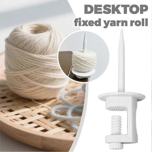 White Pla Yarn Holder Table Clip No-Drill Installation, Vertical Needle Tangle- Knitting and Crochet 2