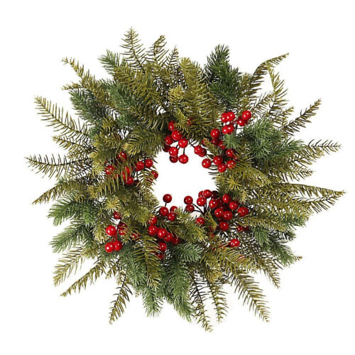 Couronne de fausses baies rouges (1 pièce) pour décoration de porte 1