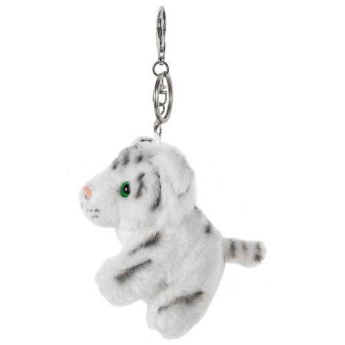 White Plush Tiger Keychain for Hanging Keys Cute Bag Charm 2