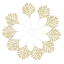 Hoja decorativa navideña con purpurina, 10 unidades.