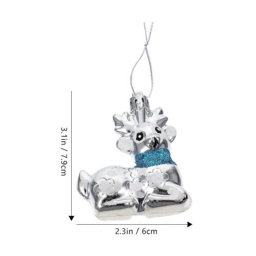 Silver Christmas Deer Hanging Decorations for Christmas Tree 4Pcs Set 1