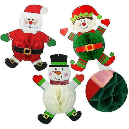 3 Hanging Christmas Honeycomb Decorations for Festive Holiday Decor 1