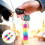Bag Charm Plush Strip Keychains for Decoration 2Pcs Rainbow Fluffy Set 4