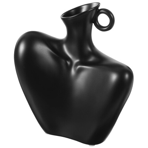 Vase Lockbone Body en céramique noire, à usage décoratif. 1