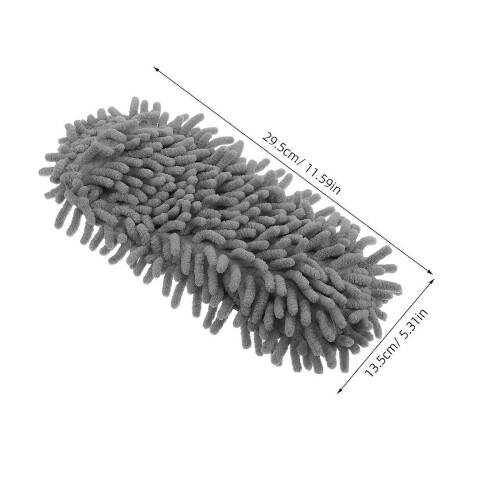 Grey Chenille Cleaning Mopping Slippers for Floor Cleaning with 2Pcs Soft Absorbent Soles 1