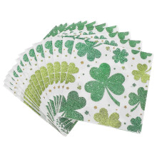 Serviettes de table jetables en papier à motif trèfle pour la Saint-Patrick (20 pièces)