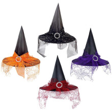 Cosplay Hat Spooky Decorative Accessory Witch Hat Assorted Color 39X39X35CM Special Occasions 4Pcs