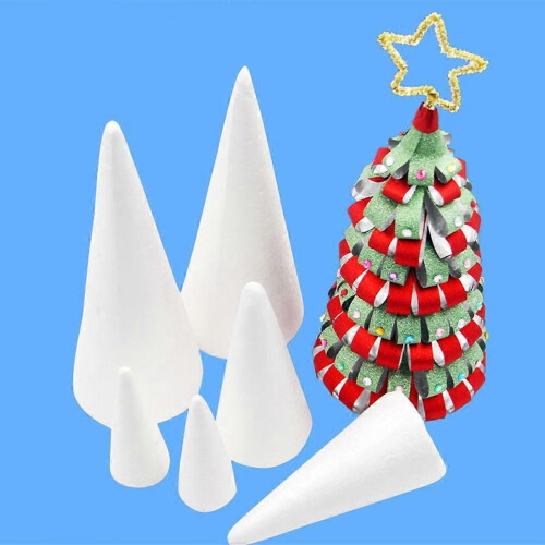 White Solid Cone for Decoration 10Pcs Kids DIY Craft Foam Accessories 1