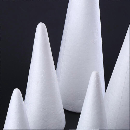 White Solid Cone for Decoration 10Pcs Kids DIY Craft Foam Accessories 2