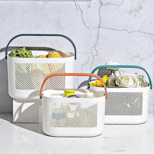 Plastic Shower Basket Portable Storage Basket with Handles Orange for Storage 1