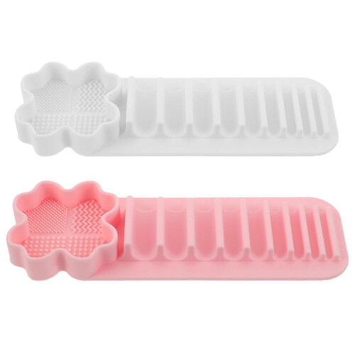 Makeup Brush Holder Silicone for Storage 2Pcs Suction Cup Drying Organizer