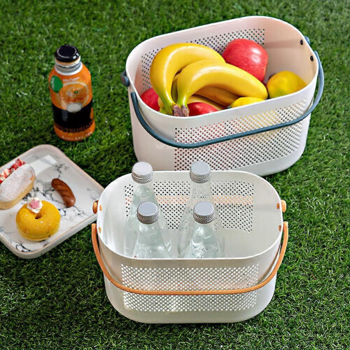 Plastic Shower Basket Portable Storage Basket with Handles Orange for Storage 2
