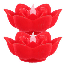 Lampe bougie électronique LED en forme de lotus, sans flamme, 2 pièces rouges