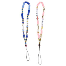 Collar corto con cadena para teléfono móvil, 2 unidades, con cuentas de colores.