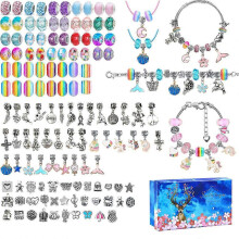 Coffret de 135 pièces pour bracelet enfant perlé licorne océan, collier à combiner gratuitement, cadeau idéal pour les fêtes