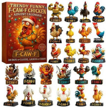 Calendrier de l'Avent 2025 avec poulet rigolo, décoration de sapin et de maison pour les fêtes de fin d'année, salon familial, z