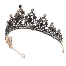 Corona in lega per fascia da sposa, 1 pezzo, copricapo in stile barocco retrò nero