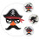 Maschera nera da pirata con occhiali per Halloween, cosplay, feste, in feltro e plastica. 3