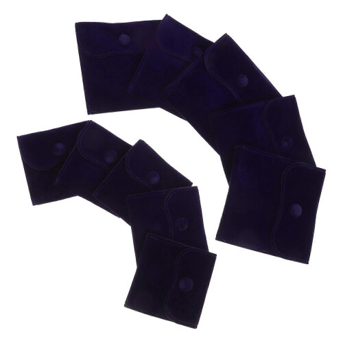 Small Jewelry Bags Dark Blue with Snap Button for Ring Storage 10Pcs 1