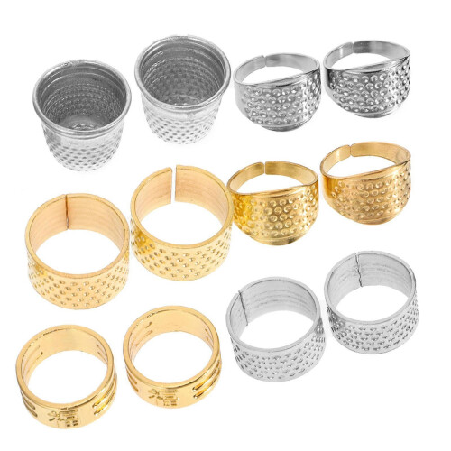 Sewing Thimbles Fingertip Protectors for Sewing Use 12Pcs Metal Thimbles