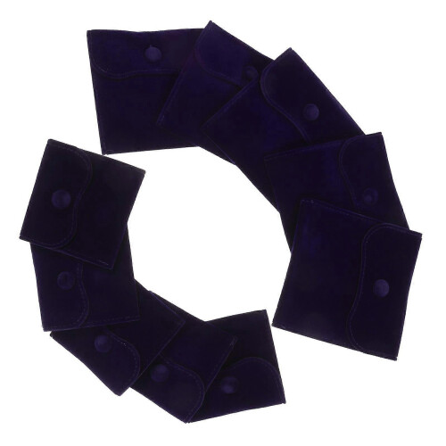 Small Jewelry Bags Dark Blue with Snap Button for Ring Storage 10Pcs 2