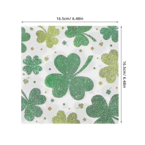 Serviettes de table jetables en papier à motif trèfle pour la Saint-Patrick (20 pièces) 1